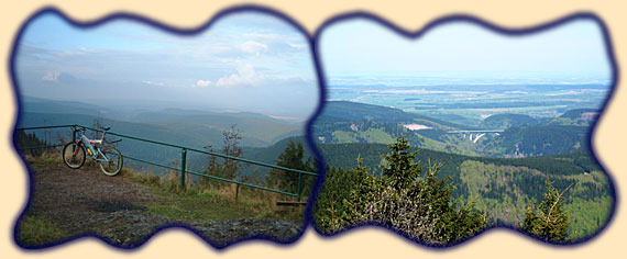 links Teufelskanzel; rechts Blick vom Schneekopf auf das Th&uuml;riger Becken