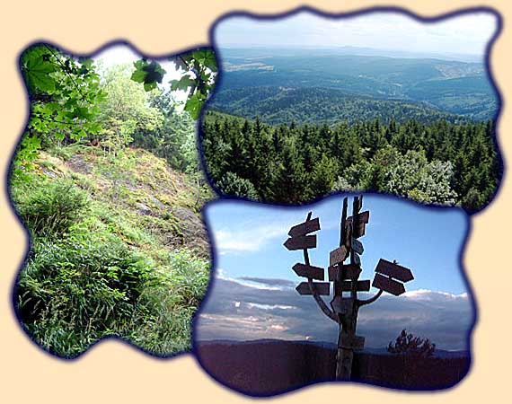 Rote Klippen, Blick vom Adlersturm, Aussichtspunkt Brunnh&uuml;gel bei Sonnenuntergang