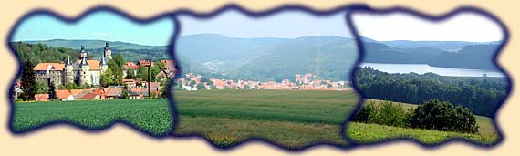 links: Bertholdsburg Schleusingen - mitte: Blick auf Hinternah - rechts: Bergsee Ratscher